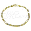 Oro Laminado Basic Bracelet, Gold Filled Style Figaro Design, Diamond Cutting Finish, Two Tone, 04.297.0002.08 (03 MM Thickness, 8 Inches Length)