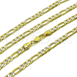 Oro Laminado Basic Necklace, Gold Filled Style Figaro Design, Polished, Two Tone, 04.297.0003.24 (05 MM Thickness, 24 Inches Length)