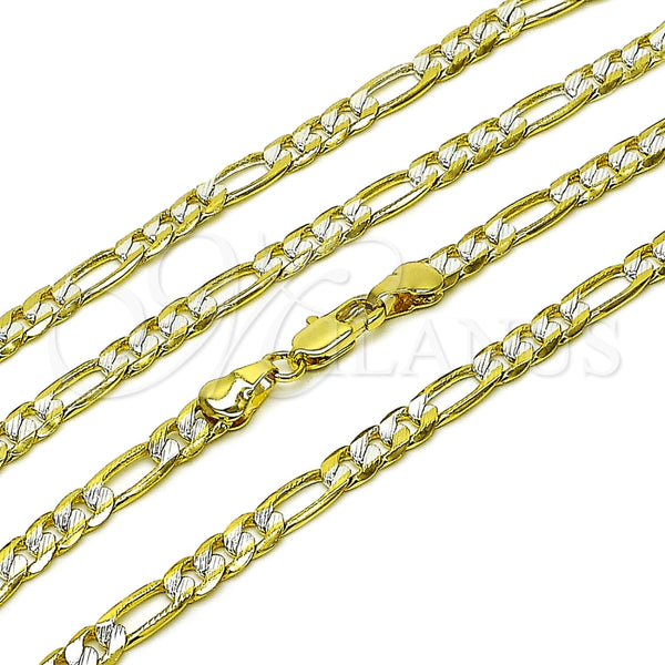 Oro Laminado Basic Necklace, Gold Filled Style Figaro Design, Polished, Two Tone, 04.297.0003.24 (05 MM Thickness, 24 Inches Length)