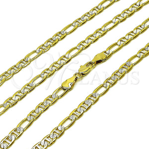 Oro Laminado Basic Necklace, Gold Filled Style Figaro and Mariner Design, Diamond Cutting Finish, Two Tone, 04.297.0005.24 (Thickness, 24 Inches Length)