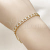 Oro Laminado Basic Bracelet, Gold Filled Style Miami Cuban Design, Diamond Cutting Finish, Two Tone, 04.297.0006.08 (Thickness, 8 Inches Length)