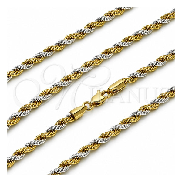 Oro Laminado Basic Necklace, Gold Filled Style Rope Design, Polished, Two Tone, 5.222.034.2.22 (04 MM Thickness, 22 Inches Length)