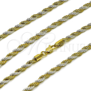 Oro Laminado Basic Necklace, Gold Filled Style Rope Design, Polished, Two Tone, 5.222.034.2.22 (04 MM Thickness, 22 Inches Length)