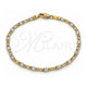 Oro Laminado Fancy Bracelet, Gold Filled Style Figaro Design, Diamond Cutting Finish, Two Tone, 04.297.0008.08 (03 MM Thickness, 8 Inches Length)