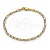 Oro Laminado Fancy Bracelet, Gold Filled Style Figaro Design, Diamond Cutting Finish, Two Tone, 04.297.0008.08 (03 MM Thickness, 8 Inches Length)