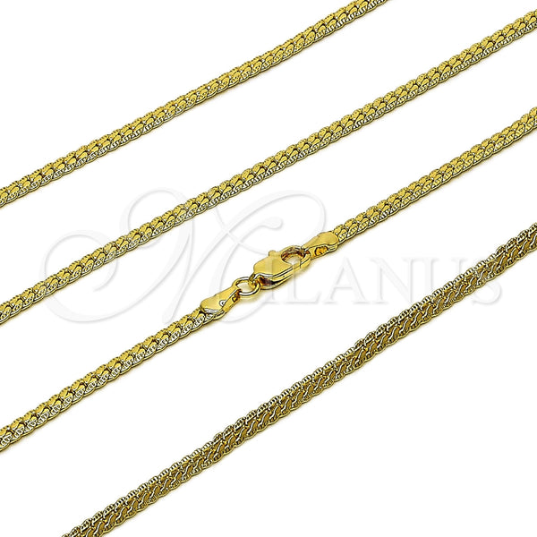 Oro Laminado Basic Necklace, Gold Filled Style Diamond Cutting Finish, Golden Finish, 04.213.0294.22 (0.80 Gauge, 03 MM Thickness, 22 Inches Length)