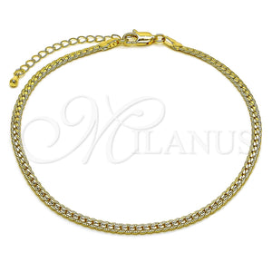 Oro Laminado Basic Anklet, Gold Filled Style Polished, Golden Finish, 04.213.0294.10 (0.80 Gauge, 03 MM Thickness, 10 Inches Length)