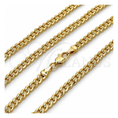 Oro Laminado Basic Necklace, Gold Filled Style Concave Cuban Design, Polished, Golden Finish, 04.213.0344.22 (120 Gauge, Thickness, 22 Inches Length)