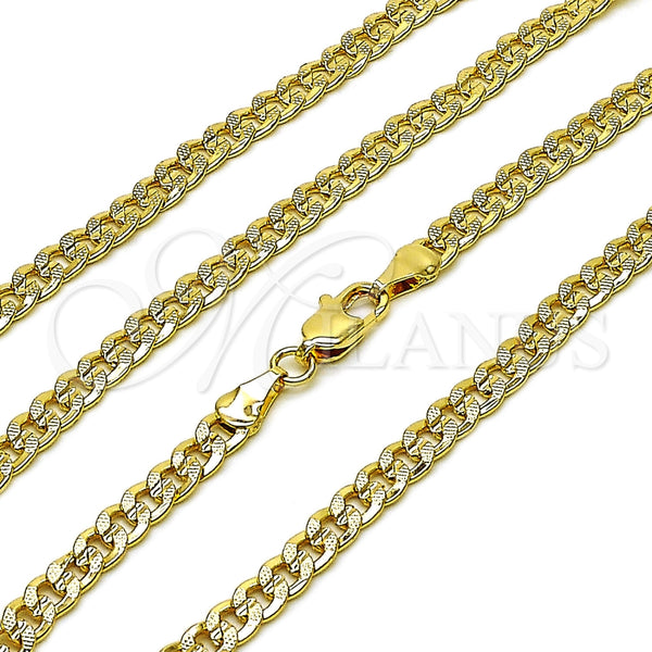 Oro Laminado Basic Necklace, Gold Filled Style Concave Cuban Design, Polished, Golden Finish, 04.213.0344.22 (120 Gauge, Thickness, 22 Inches Length)