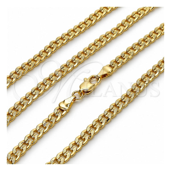 Oro Laminado Basic Necklace, Gold Filled Style Concave Cuban Design, Polished, Golden Finish, 04.213.0344.22 (120 Gauge, Thickness, 22 Inches Length)
