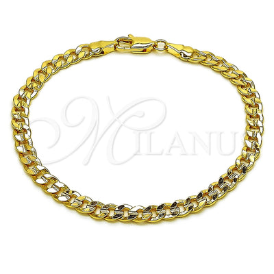Oro Laminado Basic Bracelet, Gold Filled Style Concave Cuban Design, Polished, Golden Finish, 04.213.0356.07 for wholesale, main product view