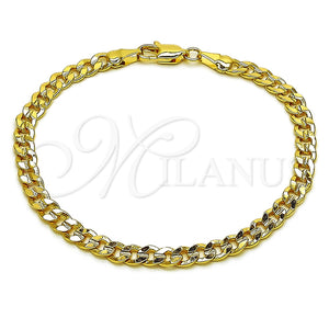 Oro Laminado Basic Bracelet, Gold Filled Style Concave Cuban Design, Polished, Golden Finish, 04.213.0356.07 (120 Gauge, Thickness, 8 Inches Length)