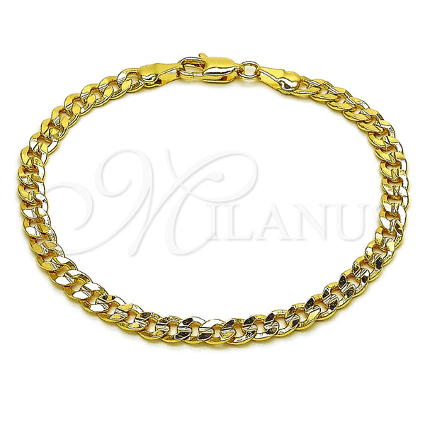 Oro Laminado Basic Bracelet, Gold Filled Style Concave Cuban Design, Polished, Golden Finish, 04.213.0356.07 (120 Gauge, Thickness, 8 Inches Length)