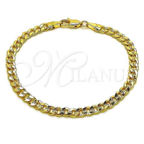 Oro Laminado Basic Bracelet, Gold Filled Style Concave Cuban Design, Polished, Golden Finish, 04.213.0356.07 (120 Gauge, Thickness, 8 Inches Length)