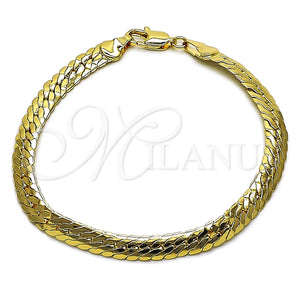 Oro Laminado Basic Bracelet, Gold Filled Style Polished, Golden Finish, 04.319.0017.07 (100 Gauge, Thickness, 8 Inches Length)