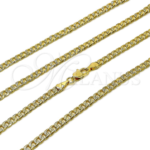 Oro Laminado Basic Necklace, Gold Filled Style Curb Design, Diamond Cutting Finish, Golden Finish, 04.319.0018.22 (100 Gauge, Thickness, 22 Inches Length)