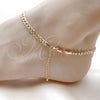 Oro Laminado Basic Anklet, Gold Filled Style Curb Design, Diamond Cutting Finish, Golden Finish, 04.319.0018.10 (100 Gauge, Thickness, 10 Inches Length)