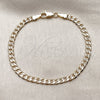 Oro Laminado Basic Bracelet, Gold Filled Style Curb Design, Diamond Cutting Finish, Golden Finish, 04.319.0018.07 (100 Gauge, Thickness, 8 Inches Length)
