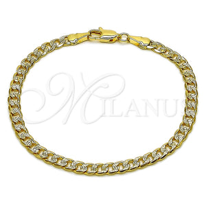 Oro Laminado Basic Bracelet, Gold Filled Style Curb Design, Diamond Cutting Finish, Golden Finish, 04.319.0018.07 (100 Gauge, Thickness, 8 Inches Length)