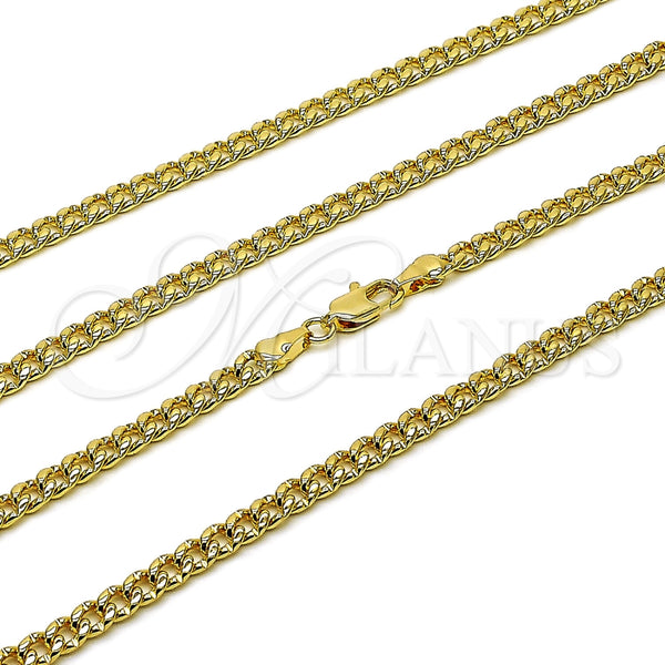 Oro Laminado Basic Necklace, Gold Filled Style Miami Cuban Design, Polished, Golden Finish, 04.319.0019.22 (120 Gauge, Thickness, 22 Inches Length)
