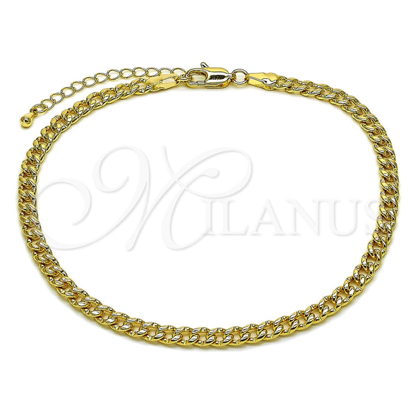 Oro Laminado Basic Anklet, Gold Filled Style Miami Cuban Design, Polished, Golden Finish, 04.319.0019.10 (120 Gauge, Thickness, 10 Inches Length)