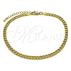 Oro Laminado Basic Anklet, Gold Filled Style Miami Cuban Design, Polished, Golden Finish, 04.319.0019.10 (120 Gauge, Thickness, 10 Inches Length)