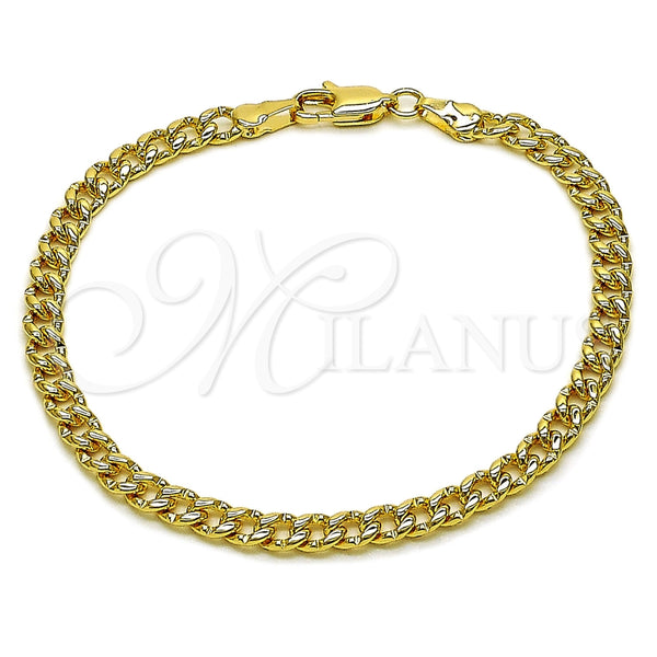 Oro Laminado Basic Bracelet, Gold Filled Style Miami Cuban Design, Polished, Golden Finish, 04.319.0019.07 (120 Gauge, Thickness, 8 Inches Length)