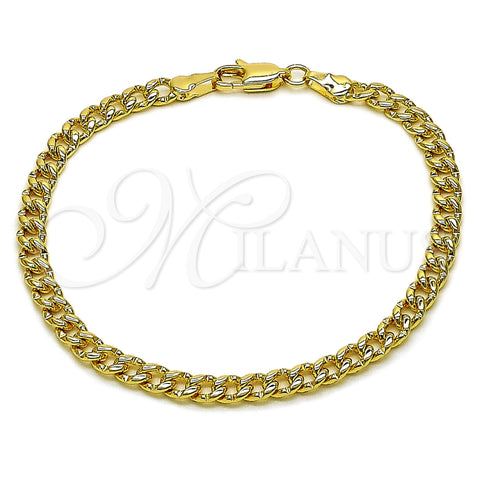 Oro Laminado Basic Bracelet, Gold Filled Style Miami Cuban Design, Polished, Golden Finish, 04.319.0019.07 (120 Gauge, Thickness, 8 Inches Length)