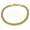 Oro Laminado Basic Bracelet, Gold Filled Style Miami Cuban Design, Polished, Golden Finish, 04.319.0019.07 (120 Gauge, Thickness, 8 Inches Length)