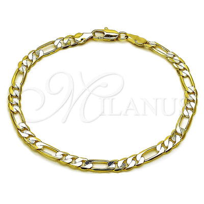 Oro Laminado Basic Bracelet, Gold Filled Style Figaro Design, Polished, Two Tone, 5.222.014.1.09 (140 Gauge, 05 for wholesale, main product view