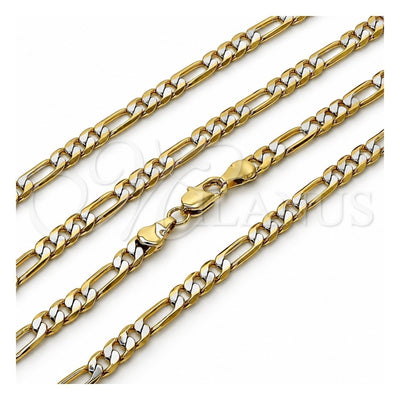 Oro Laminado Basic Necklace, Gold Filled Style Figaro Design, Polished, Two Tone, 5.222.014.1.22 (140 Gauge, 05 MM Thickness, 22 Inches Length)