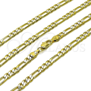 Oro Laminado Basic Necklace, Gold Filled Style Figaro Design, Polished, Two Tone, 5.222.014.1.22 (140 Gauge, 05 MM Thickness, 22 Inches Length)