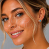 Rhodium Gold Filled Stud Earring, Heart and Teardrop Design, with Light Turquoise Cubic Zirconia and White Micro Pave, Polished, Rhodium Finish, 02.260.0036.1