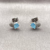 Rhodium Gold Filled Stud Earring, Heart and Teardrop Design, with Light Turquoise Cubic Zirconia and White Micro Pave, Polished, Rhodium Finish, 02.260.0036.1