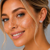 Rhodium Gold Filled Stud Earring, Heart and Teardrop Design, with Rose Water Opal Cubic Zirconia and White Micro Pave, Polished, Rhodium Finish, 02.260.0036.2
