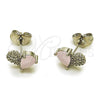 Rhodium Gold Filled Stud Earring, Heart and Teardrop Design, with Rose Water Opal Cubic Zirconia and White Micro Pave, Polished, Rhodium Finish, 02.260.0036.2