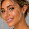Rhodium Gold Filled Stud Earring, with Light Turquoise Cubic Zirconia and White Micro Pave, Polished, Rhodium Finish, 02.260.0037