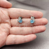 Rhodium Gold Filled Stud Earring, with Light Turquoise Cubic Zirconia and White Micro Pave, Polished, Rhodium Finish, 02.260.0037