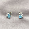 Rhodium Gold Filled Stud Earring, with Light Turquoise Cubic Zirconia and White Micro Pave, Polished, Rhodium Finish, 02.260.0037