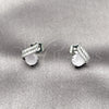 Rhodium Gold Filled Stud Earring, with Light Turquoise Cubic Zirconia and White Micro Pave, Polished, Rhodium Finish, 02.260.0037.1