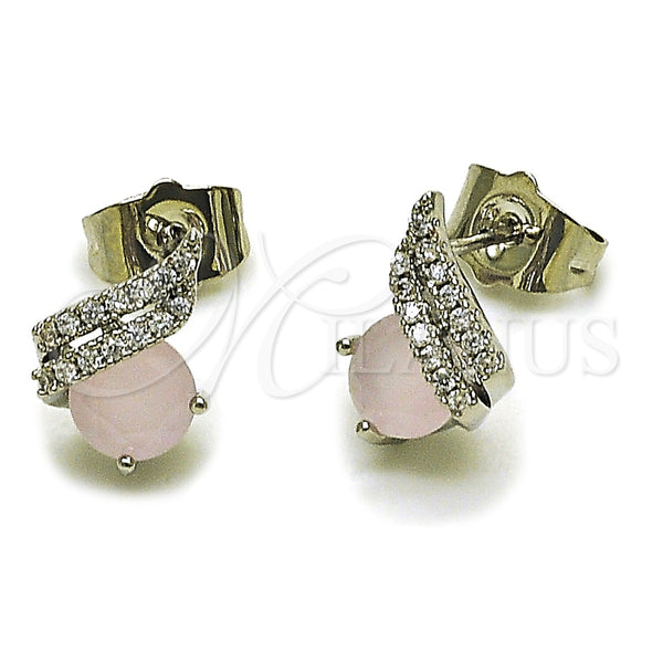 Rhodium Gold Filled Stud Earring, with Light Turquoise Cubic Zirconia and White Micro Pave, Polished, Rhodium Finish, 02.260.0037.1