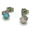 Rhodium Gold Filled Stud Earring, with Light Turquoise Cubic Zirconia and White Micro Pave, Polished, Rhodium Finish, 02.260.0037.1