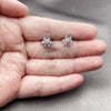 Rhodium Gold Filled Stud Earring, Flower Design, with Pink and White Cubic Zirconia, Polished, Rhodium Finish, 02.260.0038
