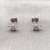 Rhodium Gold Filled Stud Earring, Flower Design, with Pink and White Cubic Zirconia, Polished, Rhodium Finish, 02.260.0038