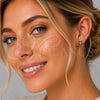 Rhodium Gold Filled Stud Earring, Flower Design, with Green and White Cubic Zirconia, Polished, Rhodium Finish, 02.260.0038.1