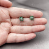 Rhodium Gold Filled Stud Earring, Flower Design, with Green and White Cubic Zirconia, Polished, Rhodium Finish, 02.260.0038.1