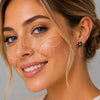 Rhodium Gold Filled Stud Earring, Flower Design, with Black and White Cubic Zirconia, Polished, Rhodium Finish, 02.260.0038.2