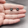 Rhodium Gold Filled Stud Earring, Flower Design, with Black and White Cubic Zirconia, Polished, Rhodium Finish, 02.260.0038.2