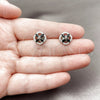 Rhodium Gold Filled Stud Earring, Four-leaf Clover Design, with Black Cubic Zirconia, Polished, Rhodium Finish, 02.260.0039