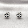 Rhodium Gold Filled Stud Earring, Four-leaf Clover Design, with Black Cubic Zirconia, Polished, Rhodium Finish, 02.260.0039